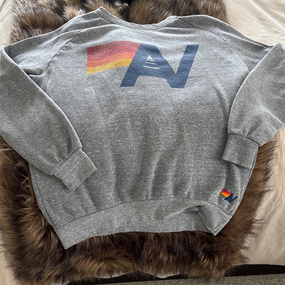 Aviator Nation Gray Sweatshirt with Rainbow Logo